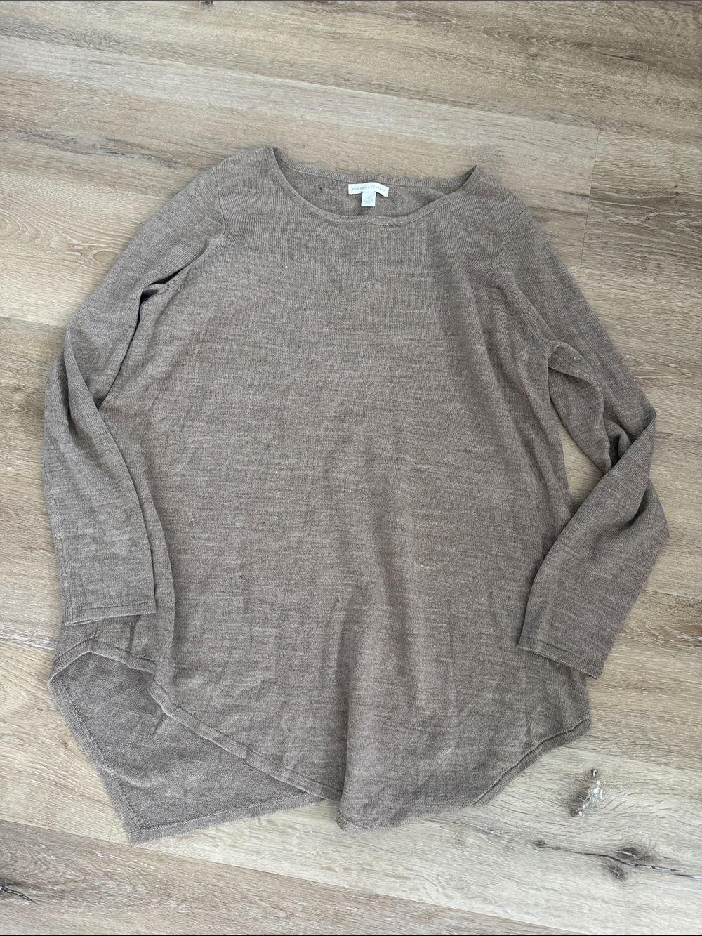 New York & Company Taupe Crew Neck Knit Sweater